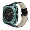 ECSTATIC – Quartz Analog Square Fibre Green Case, Leather Strap, Men’s Watch
