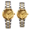 ECSTATIC - Bi-colour plated, Metal case, Metal band, Golden dial, Couple Watch