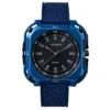 ECSTATIC – Quartz Analog Square Fibre blue Case, Silicon Strap, Men's Watch