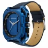 ECSTATIC – Quartz Analog Square Fibre blue Case, Leather Strap, Men's Watch
