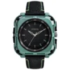 ECSTATIC – Quartz Analog Square Fibre Green Case, Leather Strap, Men’s Watch