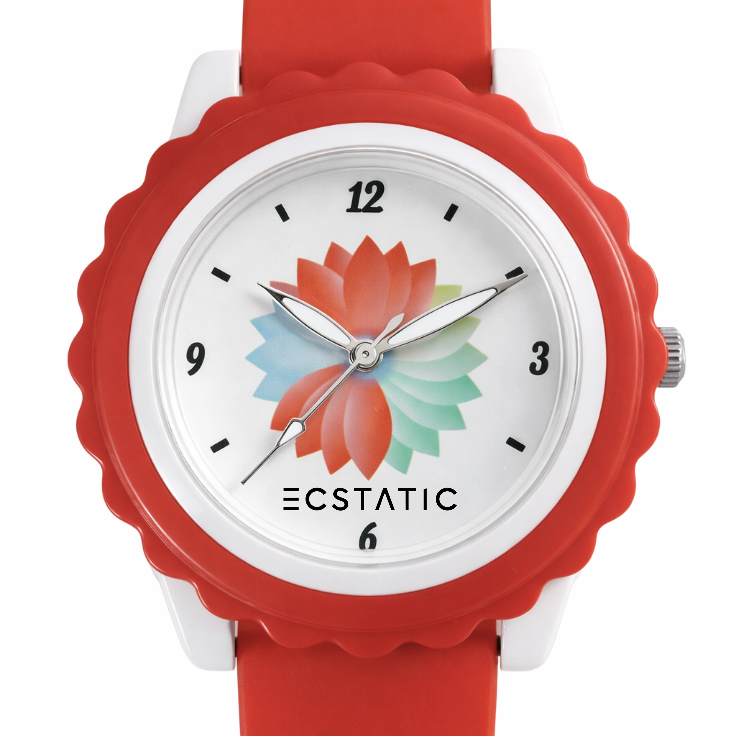 ECSTATIC – Flower Design, Fibre Case, Fibre Strap, White Dial, Kids Watch