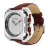 ECSTATIC – Quartz Analog Square Fibre Silver Case, Leather Strap, Men's Watch