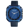 ECSTATIC – Quartz Analog Square Fibre blue Case, Leather Strap, Men's Watch