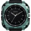 ECSTATIC – Quartz Analog Square Fibre Green Case, Leather Strap, Men’s Watch