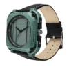 ECSTATIC – Quartz Analog Square Fibre Green Case, Leather Strap, Men’s Watch
