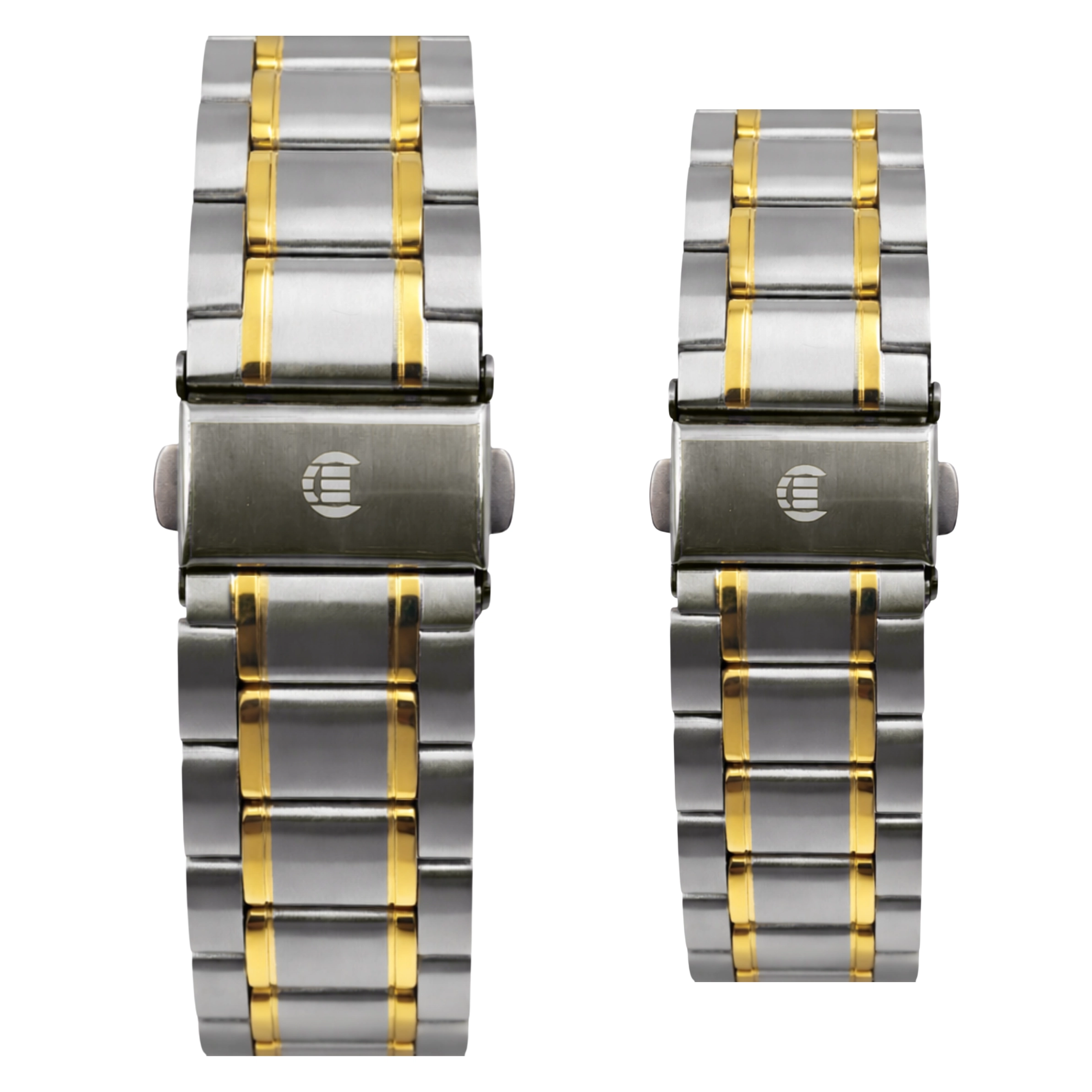 3 ECSTATIC - Bi-colour plated, Metal case, Metal band, Silver white dial, Couple Watch