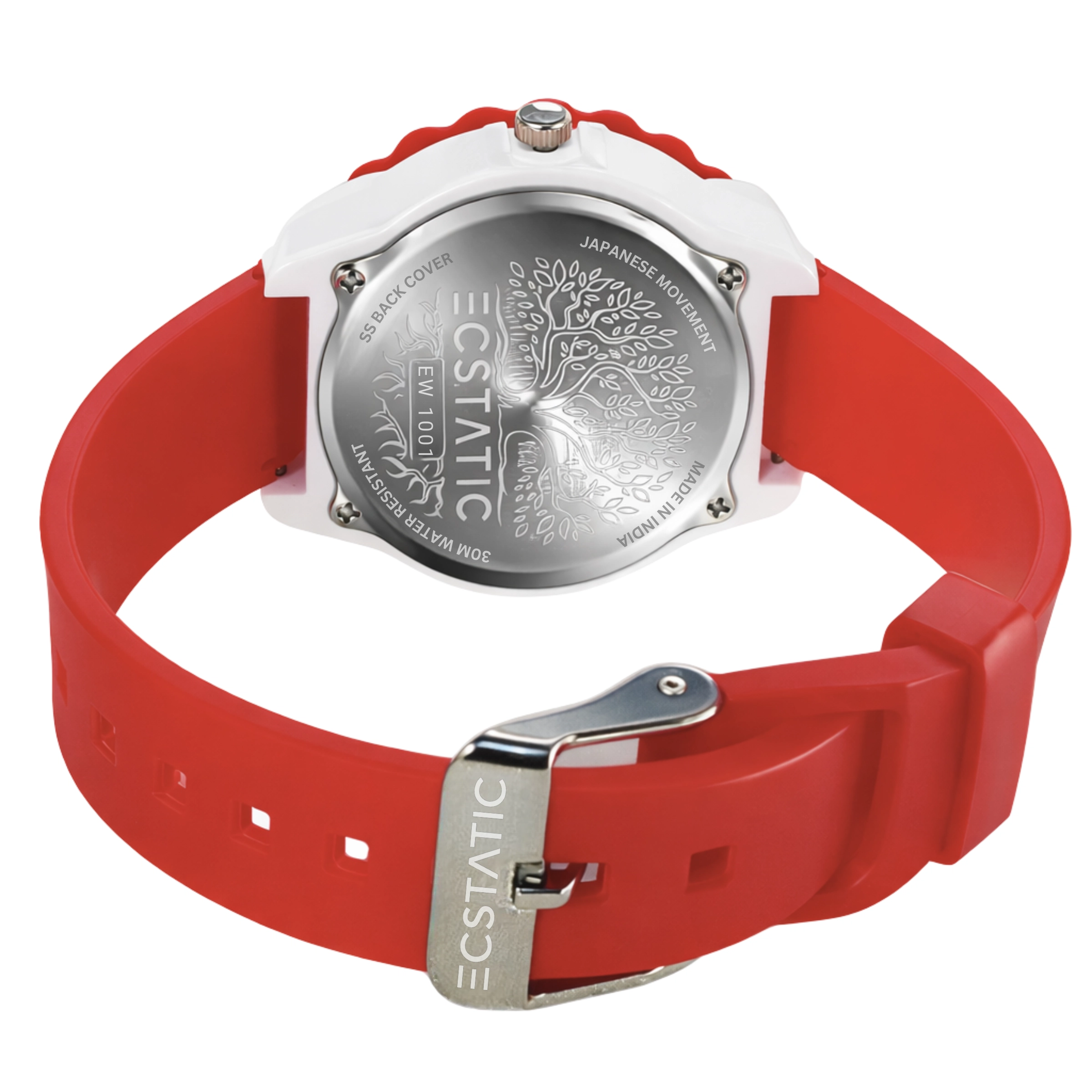 ECSTATIC – Flower Design, Fibre Case, Fibre Strap, White Dial, Kids Watch