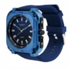 ECSTATIC – Quartz Analog Square Fibre blue Case, Silicon Strap, Men's Watch