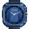 ECSTATIC – Quartz Analog Square Fibre blue Case, Leather Strap, Men's Watch
