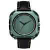 ECSTATIC – Quartz Analog Square Fibre Green Case, Leather Strap, Men’s Watch