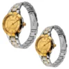 ECSTATIC - Bi-colour plated, Metal case, Metal band, Golden dial, Couple Watch
