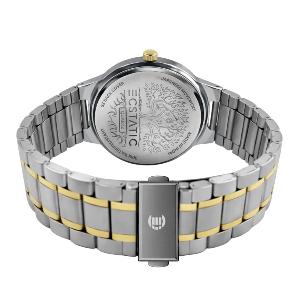 5-1-1024x1024-2.webp ECSTATIC - Bi-colour plated, Metal case, Metal band, Silver white dial, Couple Watch