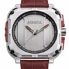 ECSTATIC – Quartz Analog Square Fibre Silver Case, Leather Strap, Men's Watch