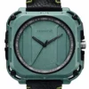ECSTATIC – Quartz Analog Square Fibre Green Case, Leather Strap, Men’s Watch