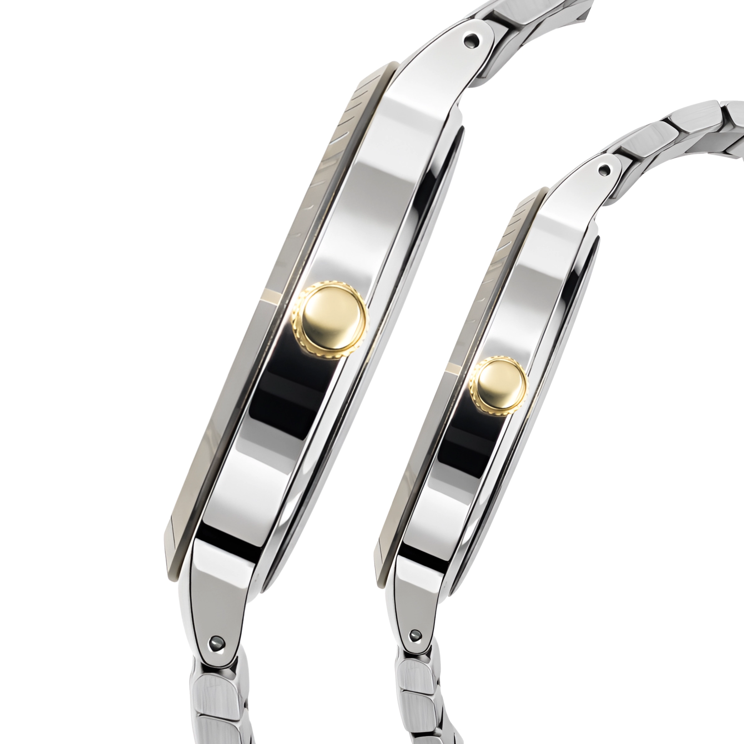 5 ECSTATIC - Bi-colour plated, Metal case, Metal band, Silver white dial, Couple Watch