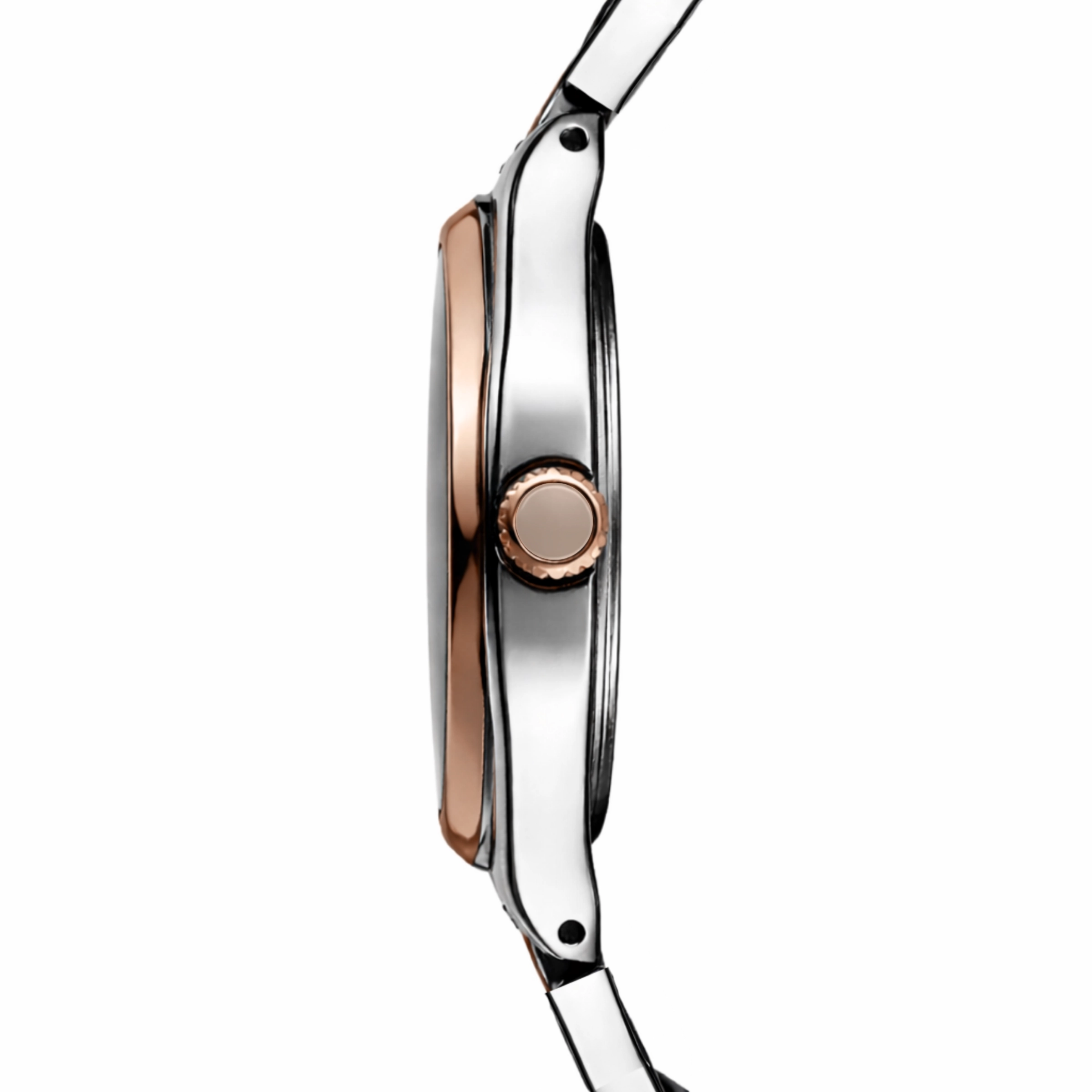 ECSTATIC– Round Design, Bicolour Case, Metal Strap, White Dial Women’s Watch