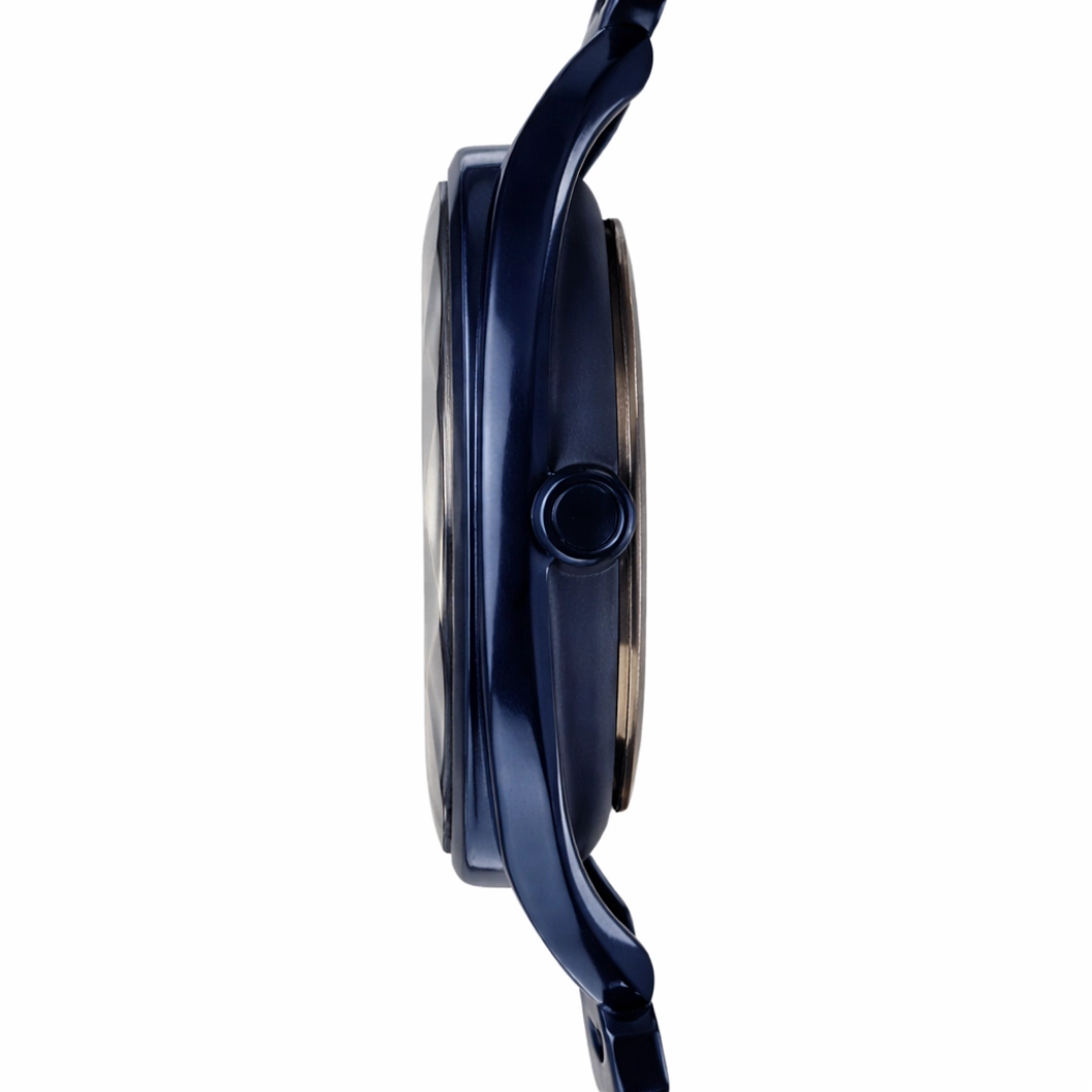 ECSTATIC – Round Design, Blue Case, Metal Strap, White Dial Women’s Watch