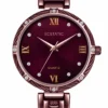 1 ECSTATIC – Round Design, Antique Case, Metal Strap, Maroon Dial Women’s Watch
