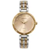 ECSTATIC – Round Design, Bicolour Case, Metal Strap, Gold Dial Women’s Watch