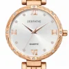 ECSTATIC – Round Design, Rose Gold Case, Metal Strap, White Dial Women’s Watch