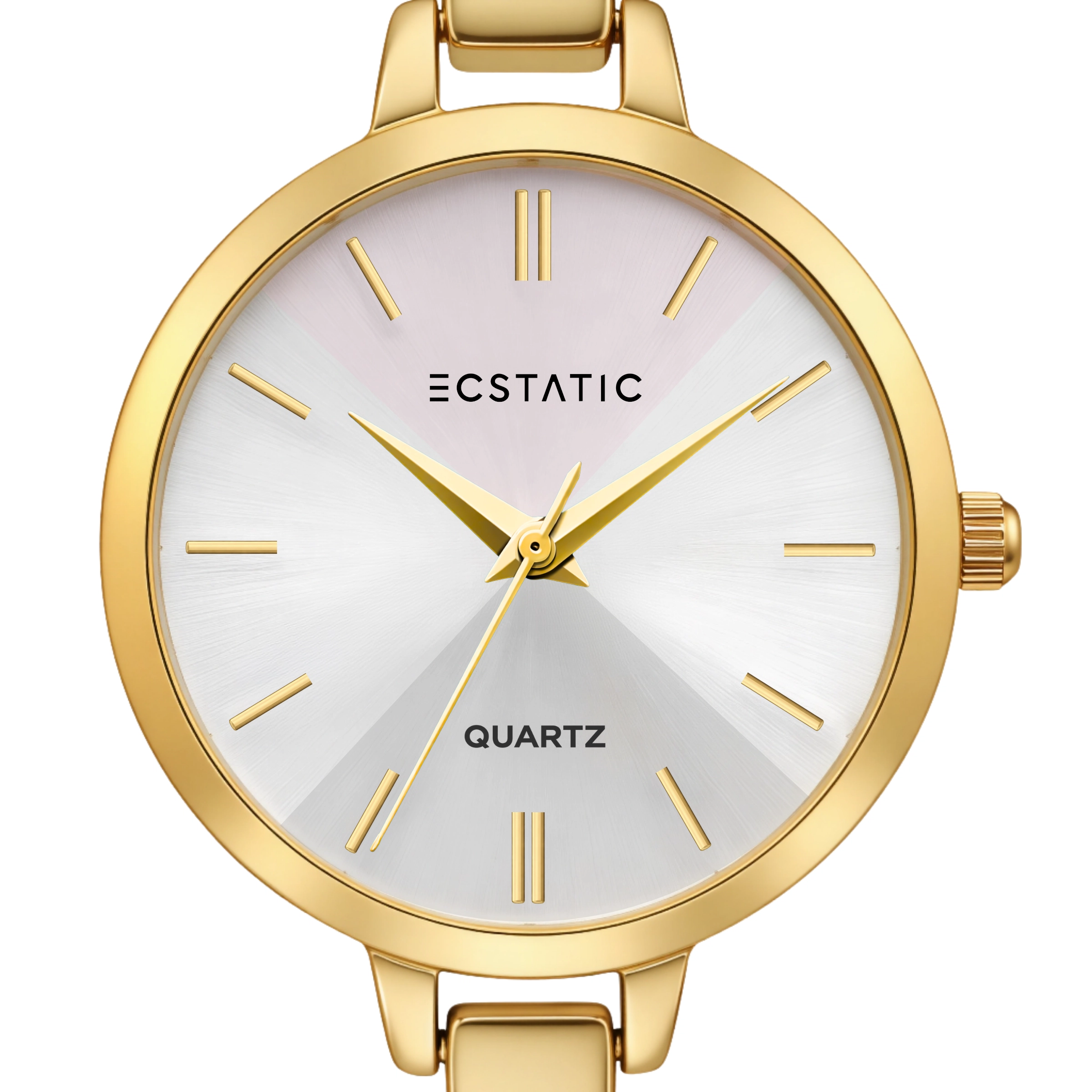ECSTATIC – Kada Design, Gold Case, Metal Strap, White Dial Women’s Watch