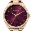 ECSTATIC– Round Design, Rose gold Case, Metal Strap, Maroon Dial Women’s Watch