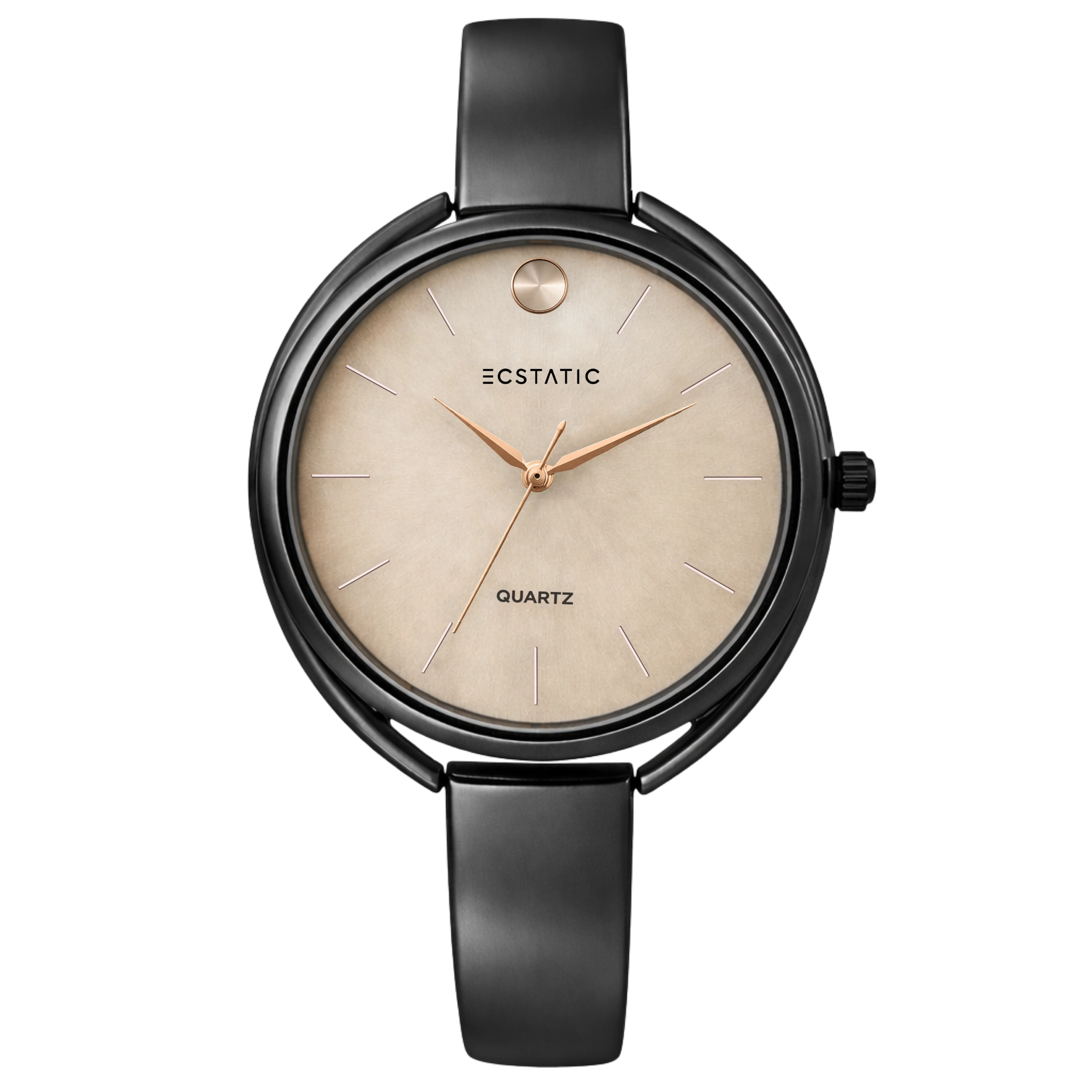 3 ECSTATIC – Round Design, Antique Colour Case, Metal Strap, Gold Dial Women’s Watch