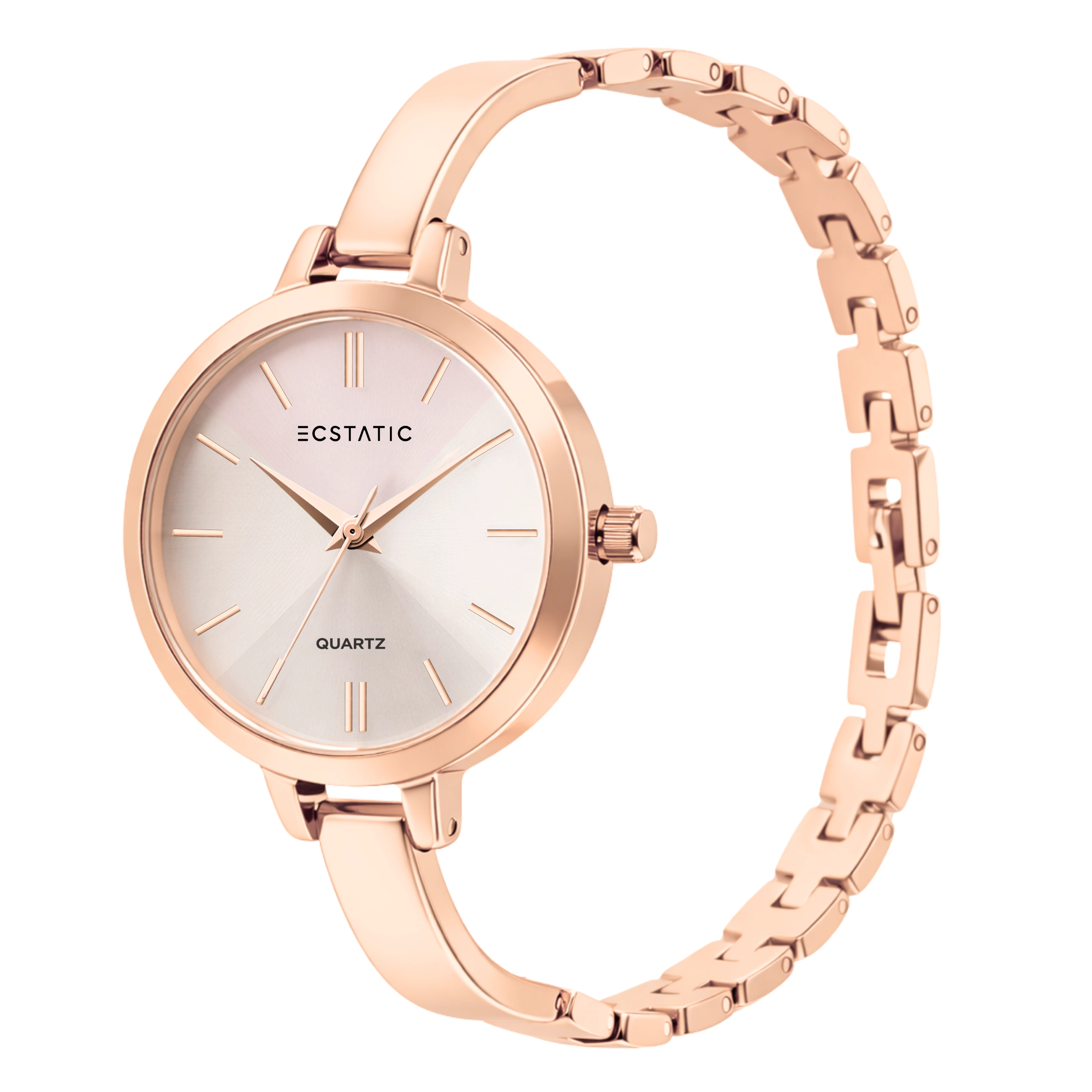 ECSTATIC – Kada Design, Rose Gold Case, Metal Strap, White Dial Women’s Watch
