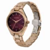 ECSTATIC– Round Design, Rose gold Case, Metal Strap, Maroon Dial Women’s Watch