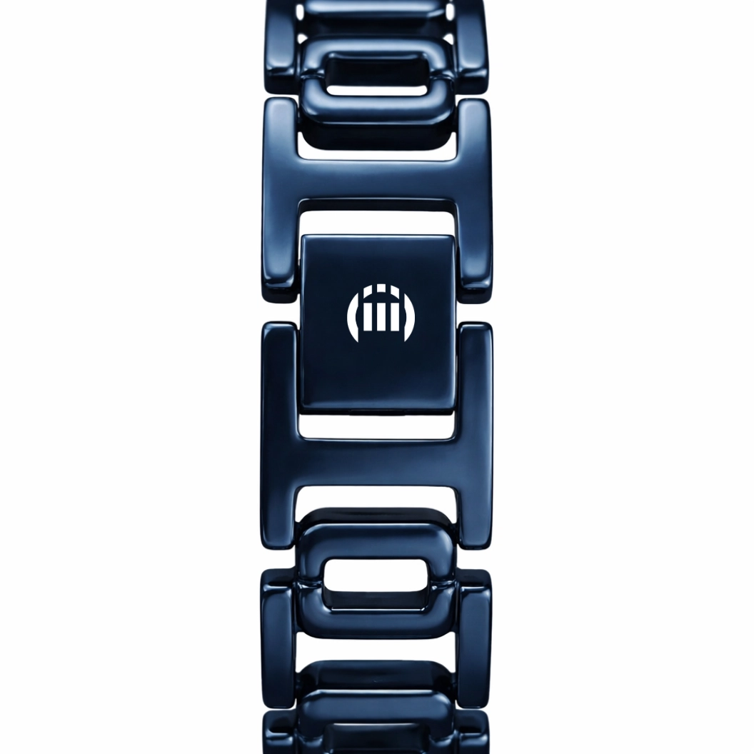 ECSTATIC – Round Design, Blue Case, Metal Strap, White Dial Women’s Watch