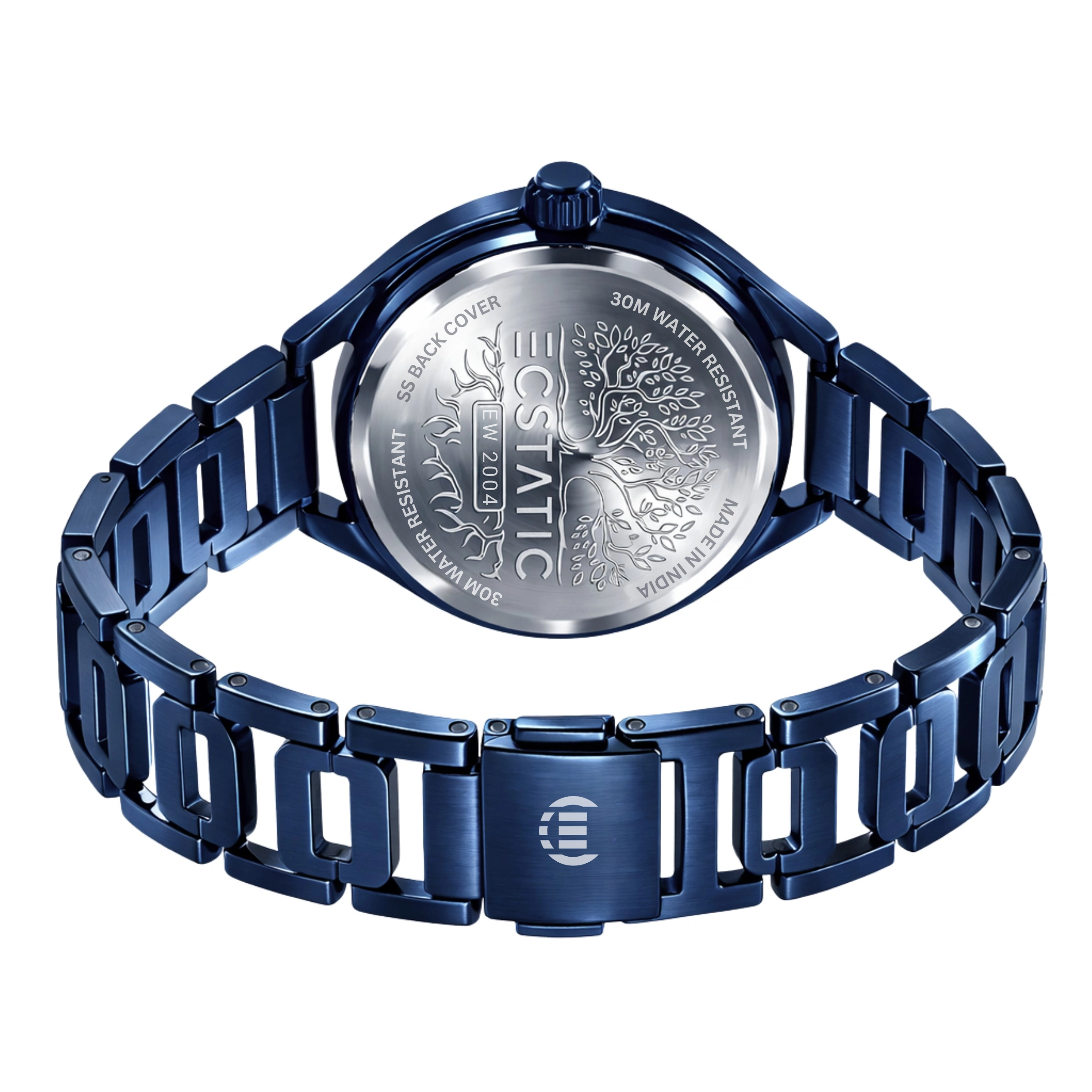 ECSTATIC – Round Design, Blue Case, Metal Strap, Blue Dial Women’s Watch