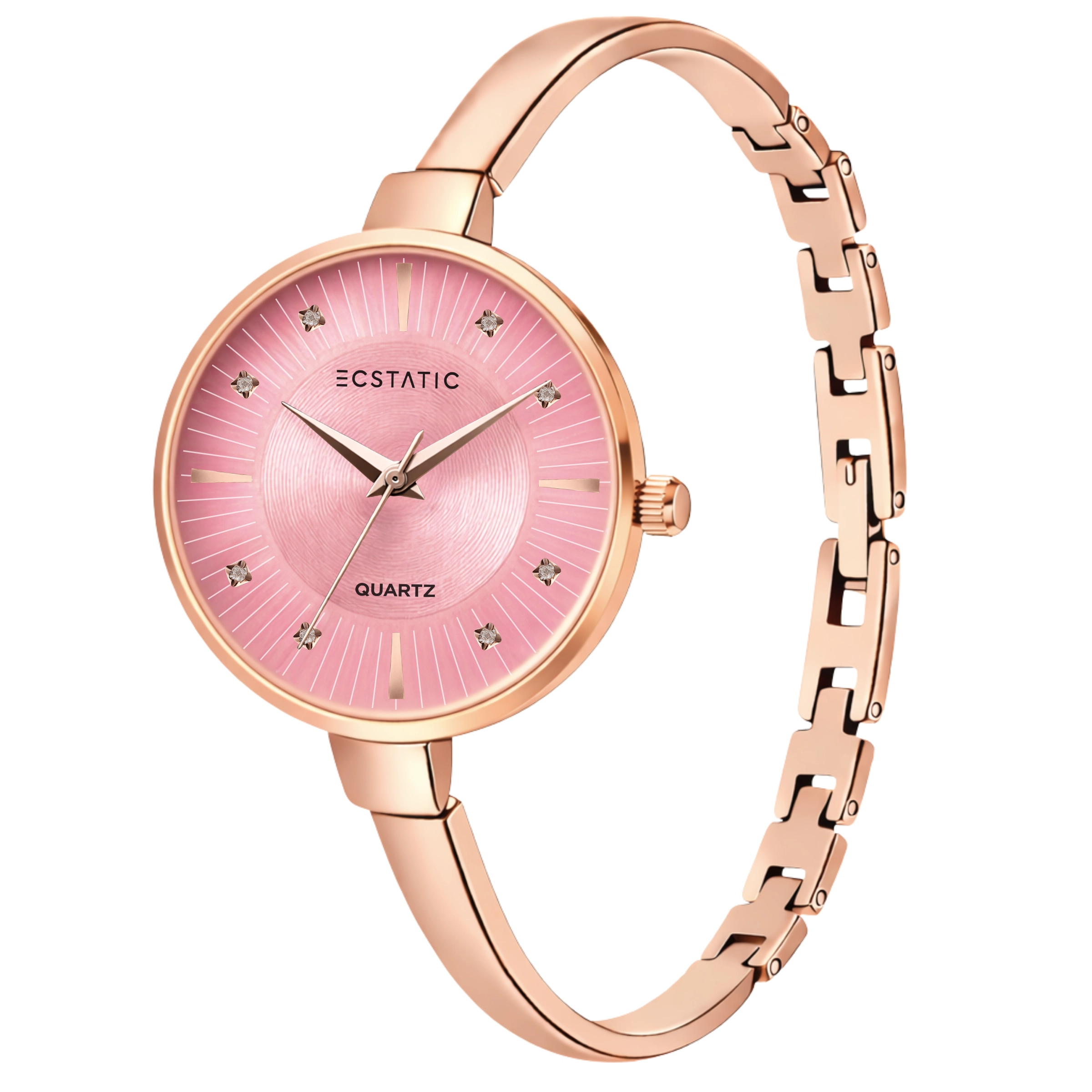 ECSTATIC – Kada Design, Gold Case, Metal Strap, Rose Dial Women’s Watch