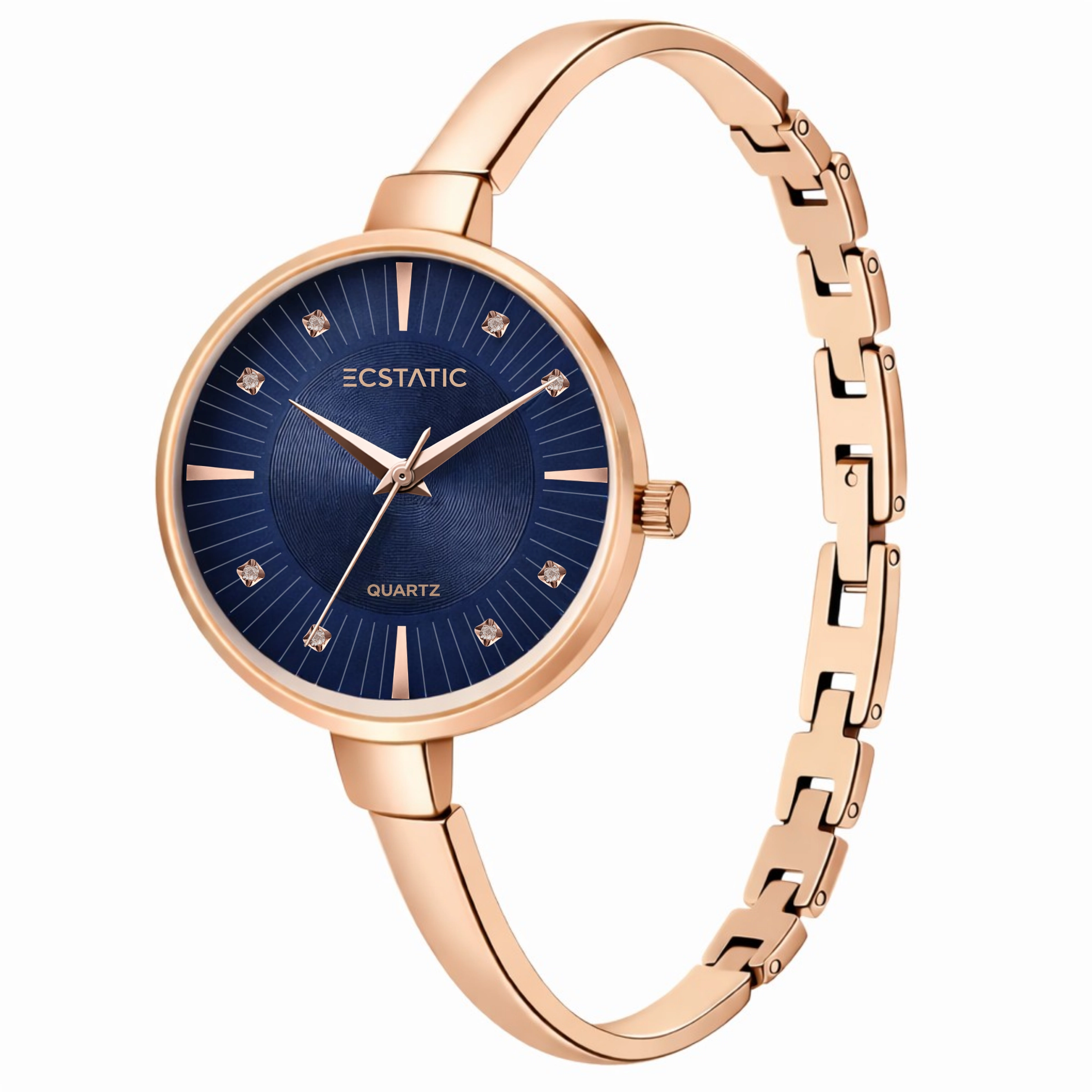 ECSTATIC – Kada Design, Gold Case, Metal Strap, Blue Dial Women’s Watch