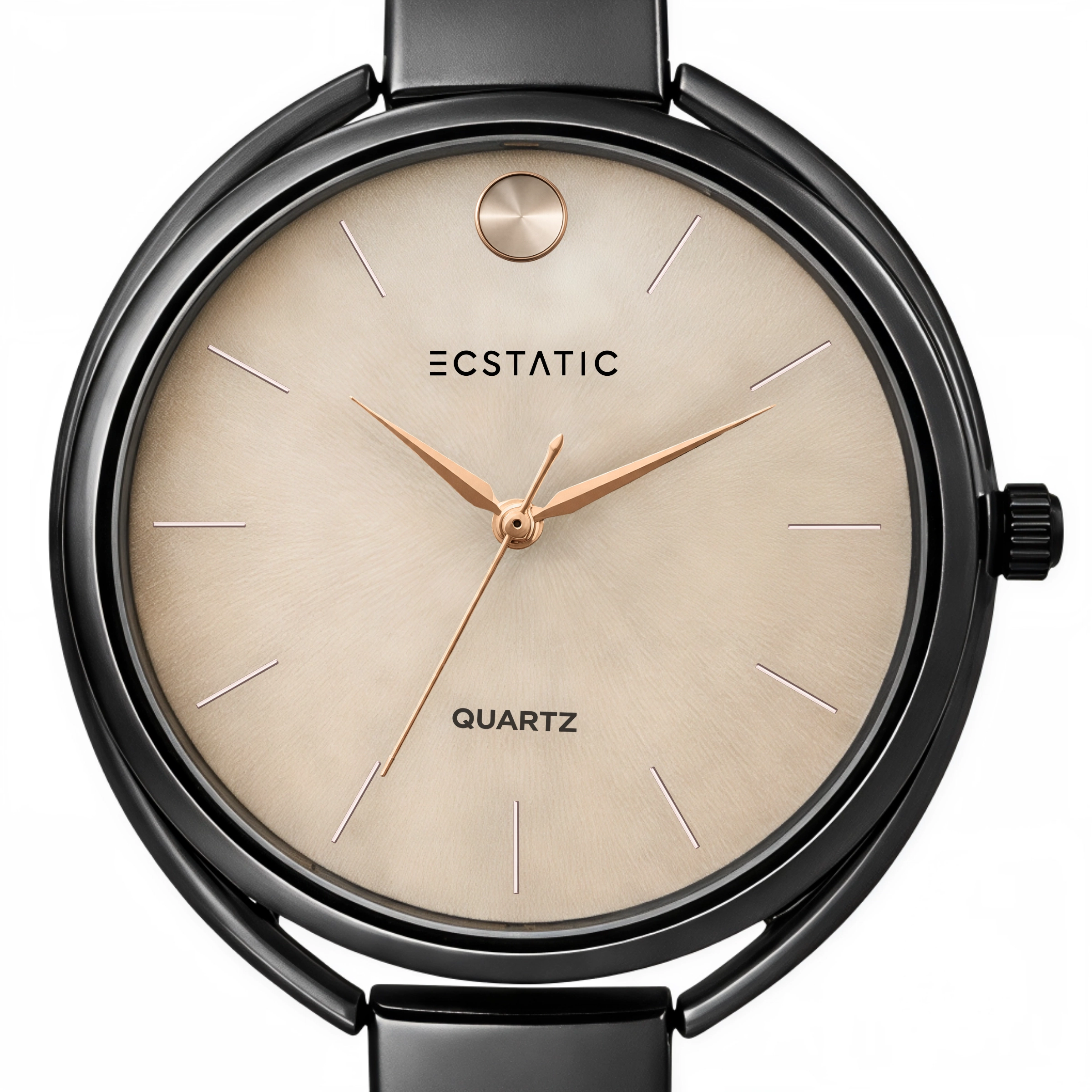 4 ECSTATIC – Round Design, Antique Colour Case, Metal Strap, Gold Dial Women’s Watch