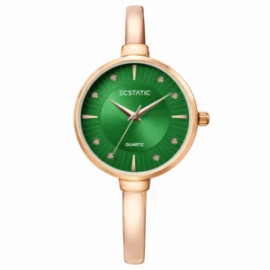 ECSTATIC – Kada Design, Gold Case, Metal Strap, Green Dial Women’s Watch