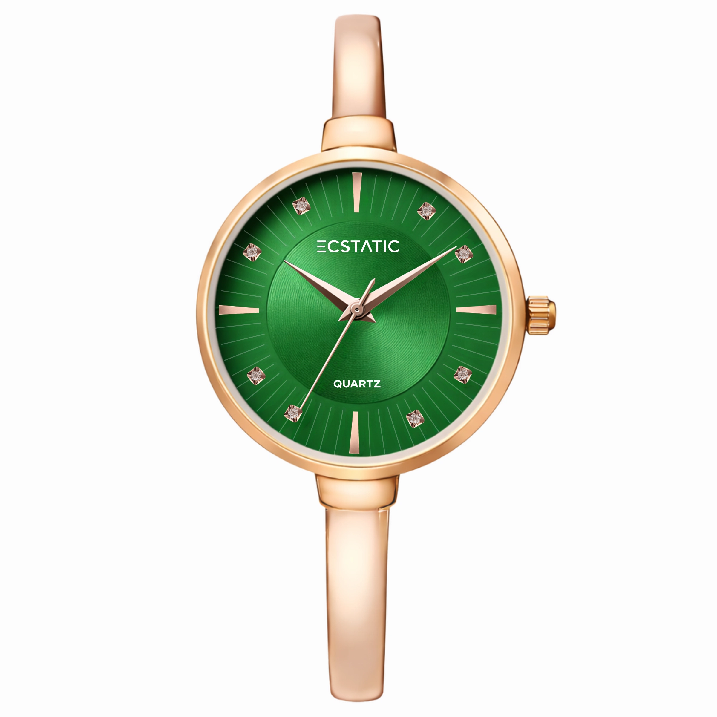 ECSTATIC – Kada Design, Gold Case, Metal Strap, Green Dial Women’s Watch