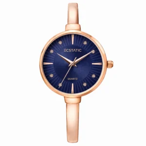 ECSTATIC – Kada Design, Gold Case, Metal Strap, Blue Dial Women’s Watch