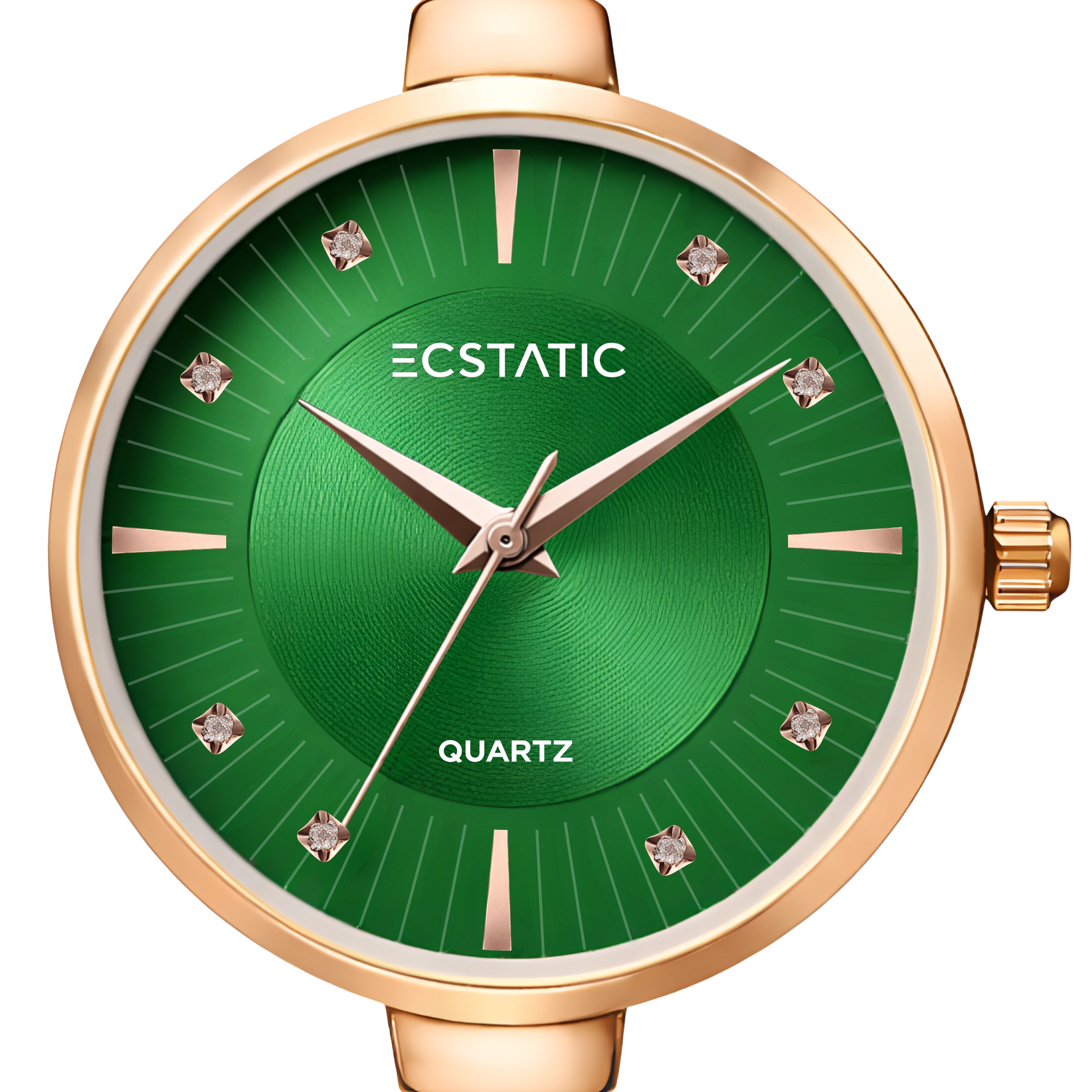 ECSTATIC – Kada Design, Gold Case, Metal Strap, Green Dial Women’s Watch