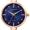 ECSTATIC – Kada Design, Gold Case, Metal Strap, Blue Dial Women’s Watch