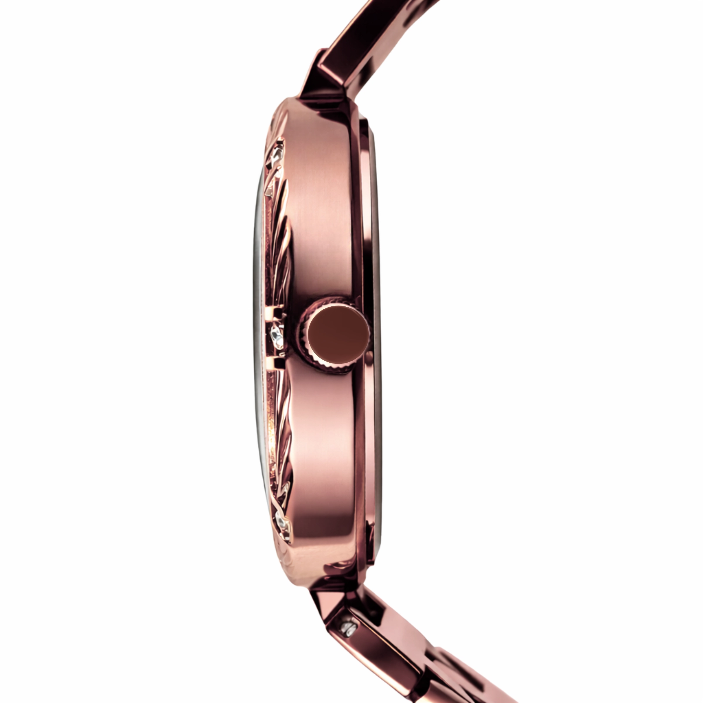 6 ECSTATIC – Round Design, Antique Case, Metal Strap, Maroon Dial Women’s Watch